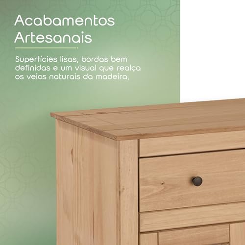 Solid Wood Sideboard Buffet Cabinet with 3 Drawers and 3 Doors, view 6