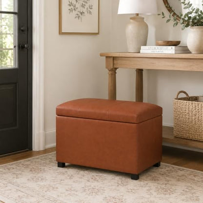 24-Inch Storage Ottoman Bench, Foot Stool Ottoman with Storage, view 5
