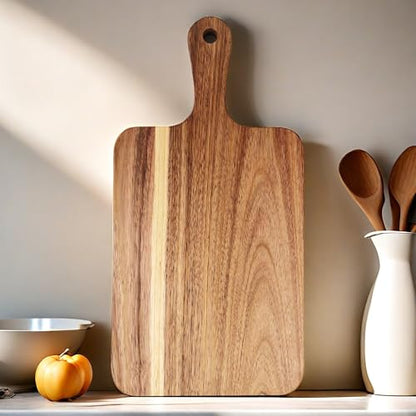 Small Acacia Cutting Board with Handle Charcuterie Cheese Serving Tray, view 2