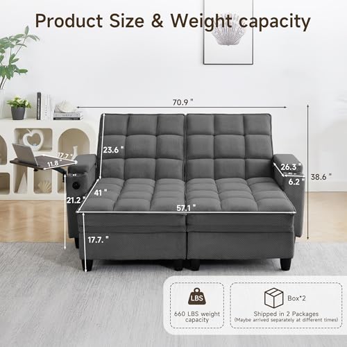 70.9" Chaise Lounge Chair Indoor, Oversized Boucle Upholstered Sofa Bed, view 3