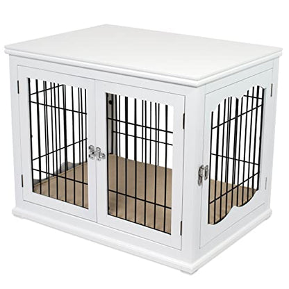 Decorative Dog Kennel with Pet Bed, Small Indoor Pet Crate, Double Door Design, view 2