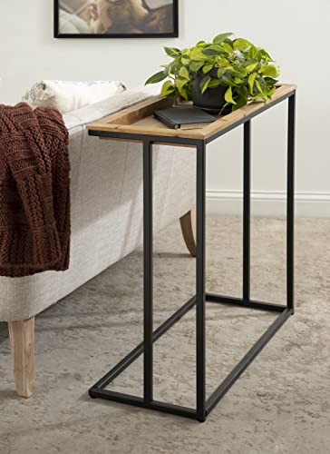 Lockridge Metal Console Table with Removable Tray Top, 28 x 31 x 13, Natural Wood and Black, Farmhouse Narrow Entryway Table with Inset Wooden Tray Top