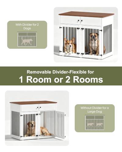 41" Dog Crate Furniture, Heavy Duty Dog Cage with Removable Divider, view 5