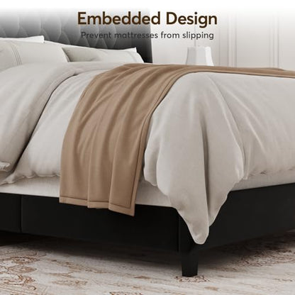 Queen Upholstered Bed Frame, 55.4'' Tall Headboard with Wingback, view 6