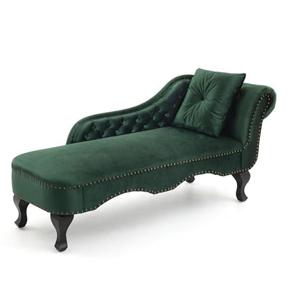 62'' Velvet Chaise Lounge Indoor with 1 Pillow and Nailhead Trim, view 8
