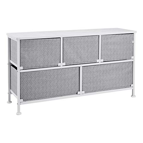 Extra Wide Fabric 5-Drawer Storage Organizer Unit for Bedroom Closet, White, view 6