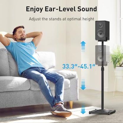 Universal Speaker Stands for Surround Sound -Height Adjustable Extend 33.3”to, view 3