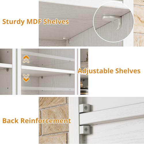 Bookshelves and Bookcases Floor Standing 8 Tiers Display Storage Shelves 71 in Tall Bookcase Easy to Match for Living Room, Office, Study, Bedroom