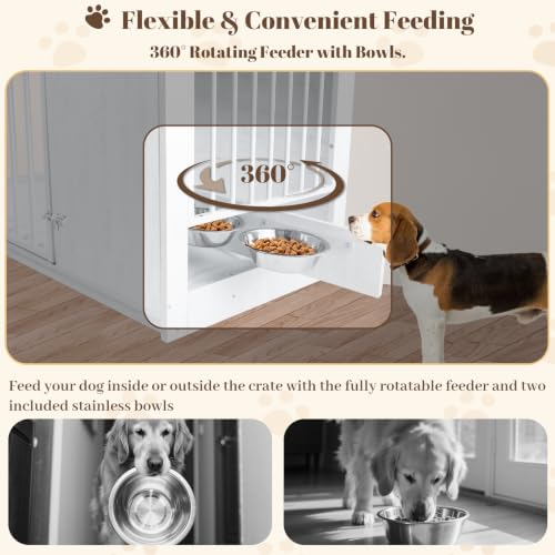 36" Dog Crate Furniture End Table for Medium Dogs, White, view 5
