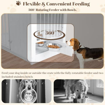 36" Dog Crate Furniture End Table for Medium Dogs, White, view 5