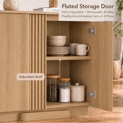 Fluted Buffet Cabinet with Storage, 55" Accent Sideboard Credenza, view 5