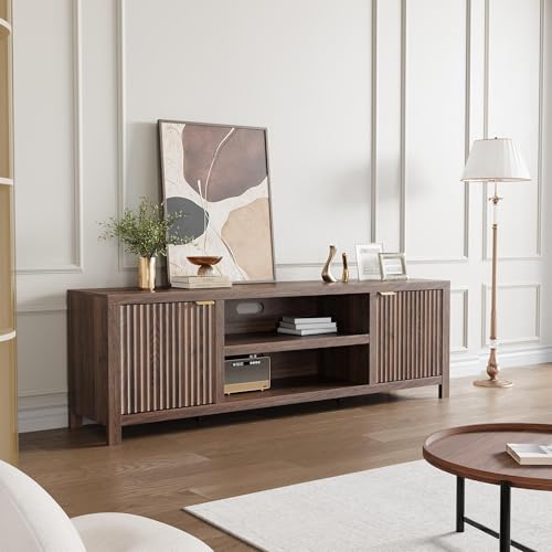 Fluted TV Stand for 80 in, Modern Entertainment Center with Storage, view 7