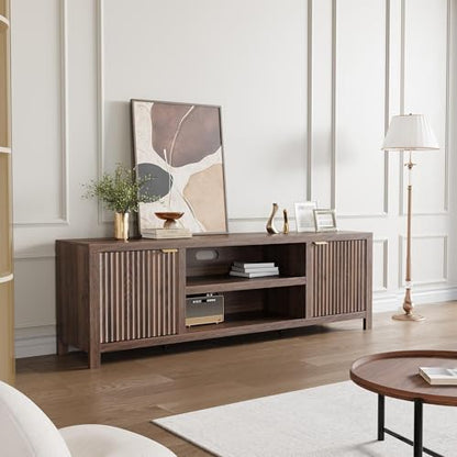Fluted TV Stand for 80 in, Modern Entertainment Center with Storage, view 7