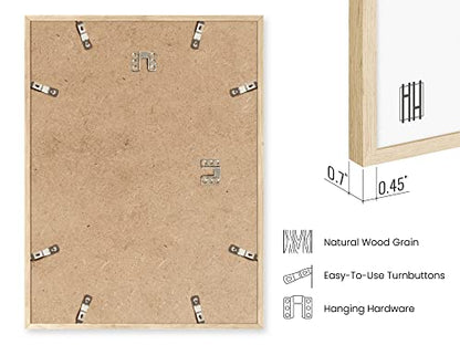 Beige Oak Wood 11x14 Picture Frame - Modern Wood Wall Art Display - Lightweight 11x14 Frame for Art Prints, Photos, Posters - Ready-to-Hang Vertically & Horizontally (Set of 6)