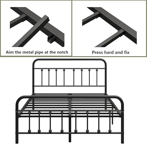 14Inch Metal Bed Frame, Full Size Bed Frame with Storage Space, view 6