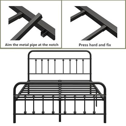 14Inch Metal Bed Frame, Full Size Bed Frame with Storage Space, view 6