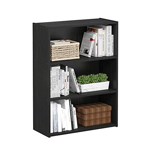 PASIR Book Shelf, 3-Tier Bookshelf, Storage Shelves Bookcase, 9.7 x 23.7 x 31.5, for Living Room, Bedroom, Home Office, Americano