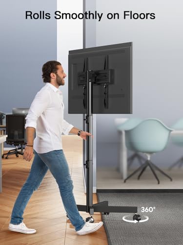 Rolling TV Stand for 23–62 Inch TVs, Outdoor Mobile TV Cart Holds up to 99 lbs, Portable TV Stand on Wheels for Bedroom and Living Room, Max VESA 400x400mm, PSTVMC04B-B