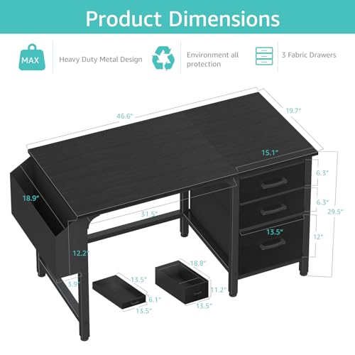Computer Desk with File Drawers Cabinet, view 4