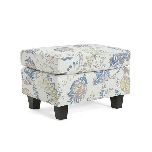 Spield Indoor Ottoman Footrest, Wooden Ottoman Foot Stool, Modern Coffee Table, Floral Print