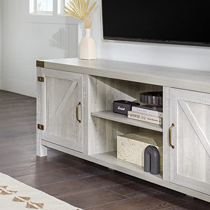 Georgetown Modern Farmhouse Double Barn Door TV Stand for TVs up to 80 Inches, 70 Inch, Stone Grey