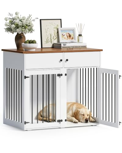 41" Dog Crate Furniture, Heavy Duty Dog Cage with Removable Divider, view 2