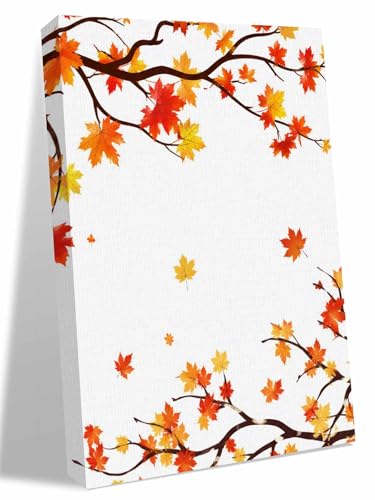 NuYeBiofx Thanksgiving Maple Leaf Canvas Wall Art Prints,48"x32" Framed Picture Artwork Fall Orange Red Leaves Printed Canvas Oil Painting for Living Room Bedroom Office,Ready to Hang