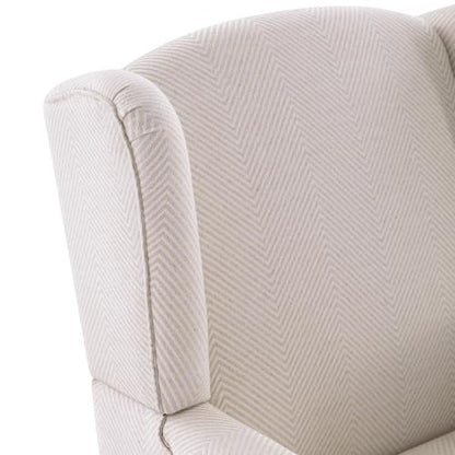 Printed Wingback Accent Chair, Linen Upholstered High Back Armchair, Comfy Reading Chair for Living Room Bedroom Study, 300lbs Weight Capacity (1, Tan with Lines)
