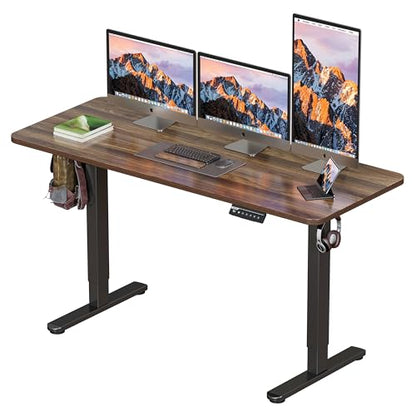 BIZUM Electric Standing Desk 60 x 24 Inch Computer Desk-Gaming Desk Dark Walnut Home Office Desks Height Adjustable Memory Stand Up Computer Workstation