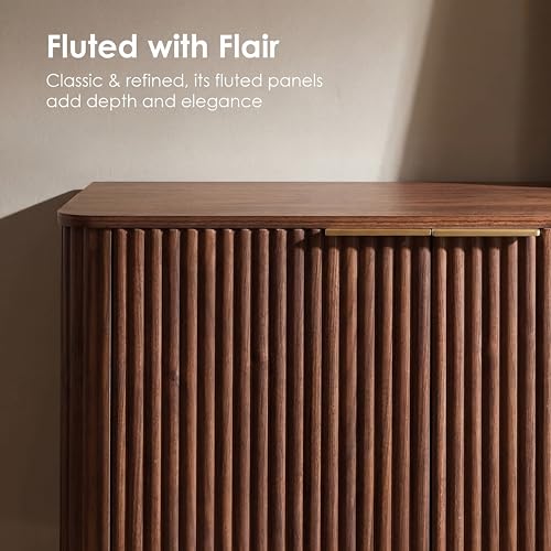 63" Sideboard Buffet Cabinet with Storage, 31.6" H Modern Fluted Accent Credenza, view 6