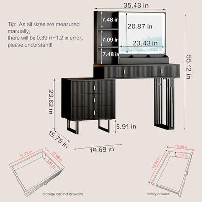 Large Vanity Desk with 3 Color Touch Screen Dimming Mirror, view 8