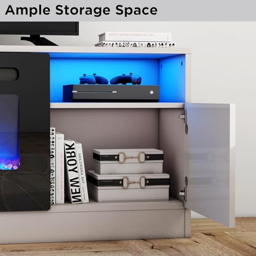 Modern 70" Black Wooden TV Stand for Living Room – LED Lights, view 5