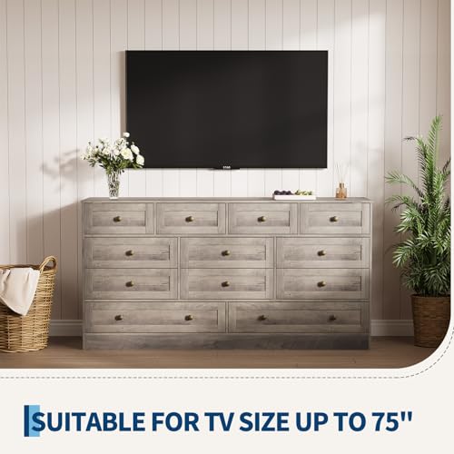 12 Drawer Wood Dresser for Bedroom, Farmhouse Chest of Drawers, view 6