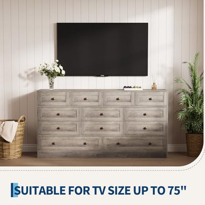 12 Drawer Wood Dresser for Bedroom, Farmhouse Chest of Drawers, view 6