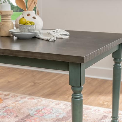 Powell Furniture Willow Dining Table, 35.1/2" x 59" x 30.1/4", Teal & Grey