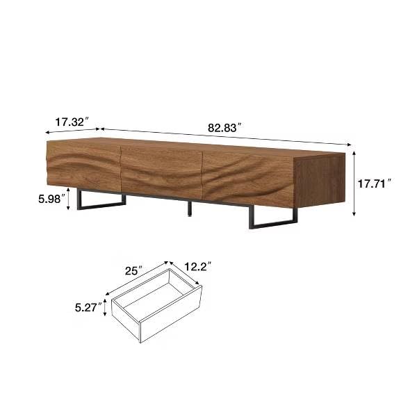 80 Inch Mid Century Modern TV Stand, view 3