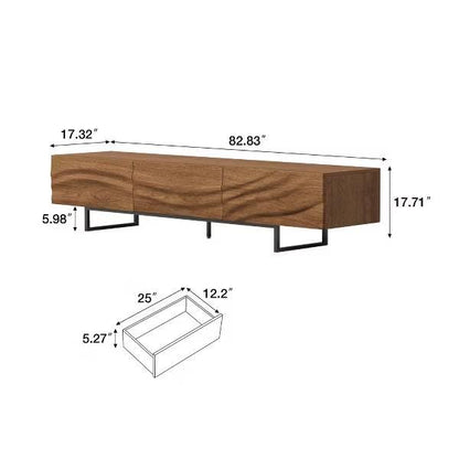 80 Inch Mid Century Modern TV Stand, view 3