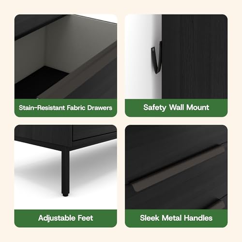 Lira Premium 6-Drawer Fabric Dresser, Engineered Wood Frame, view 7