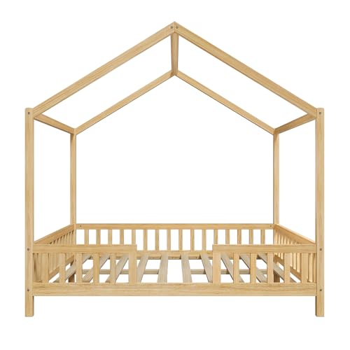 Full Size Montessori Toddler Floor Bed with Canopy and Roof, view 8