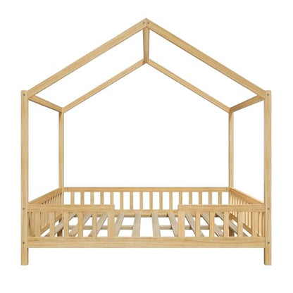 Full Size Montessori Toddler Floor Bed with Canopy and Roof, view 8