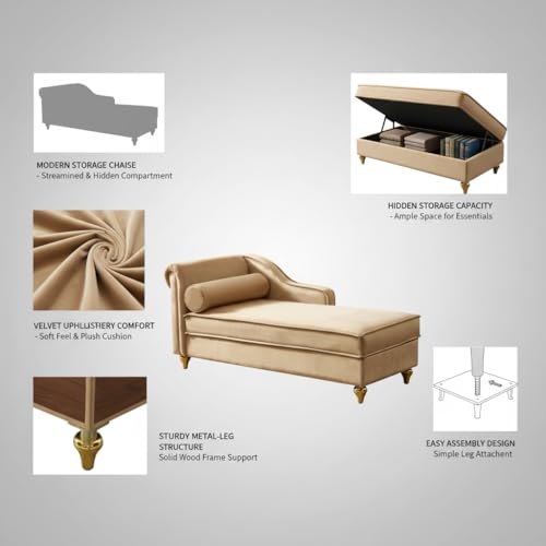 60.6" Modern Storage Chaise Lounge Indoor, view 7