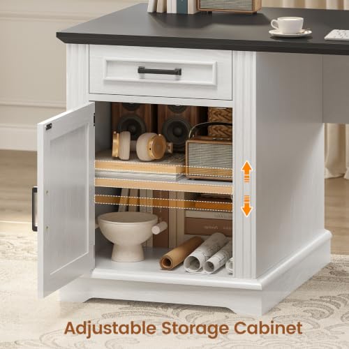 Farmhouse 69" Executive L Shaped Office Desk with 4 Drawers, Storage, view 5