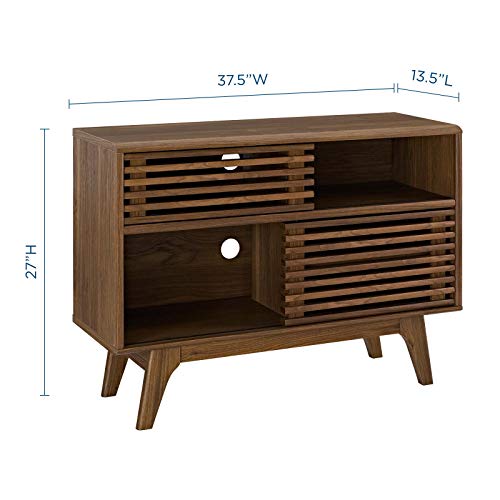 Render Mid-Century Modern Two-Tier Display Stand in Walnut, view 4