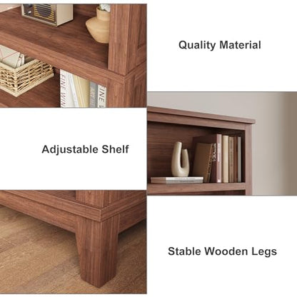 71" Farmhouse Bookcase, 5-Tier Tall Bookshelf with Adjustable Shelves, view 4