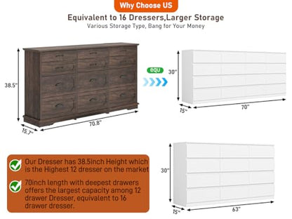 70inch Large Long Dresser w/Charging Station, view 3