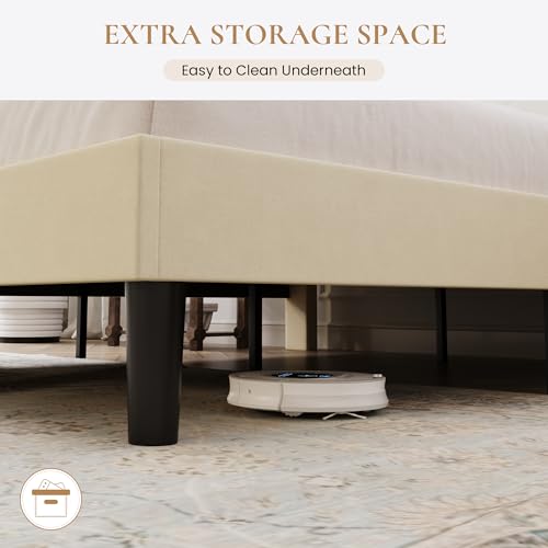Queen Velvet Bed Frame in Cream with Adjustable Head, view 7