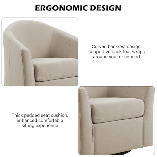 Mid-Century Modern Swivel Barrel Accent Chair, Brown, Set of 2