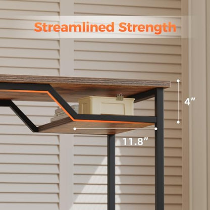 48 inch Computer Desk w/Shelf & Adjustable Feet, 32 inch Rolling Office Desk w/ 1 Hook, Small Space Desk for Home, Office, Study, Writing, Bedroom, 2 Pack