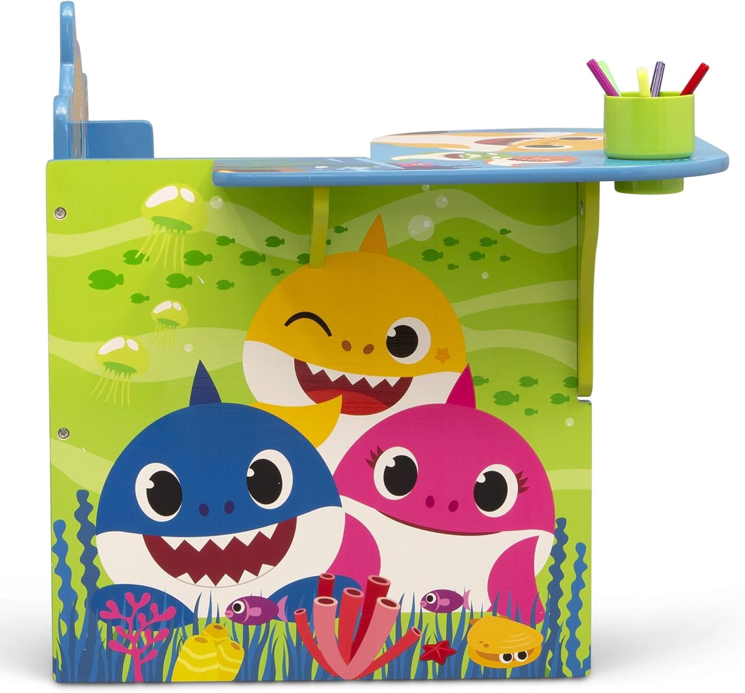 Baby Shark Chair Desk with Storage Bin - Ideal for Arts & Crafts, Snack Time, Homeschooling, Homework & More by