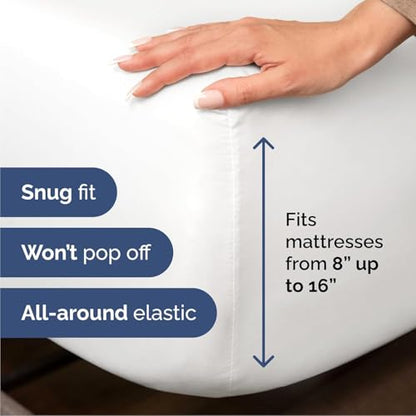 Queen Size 4 Piece Sheet Set - Comfy Breathable & Cooling Sheets - White, view 4